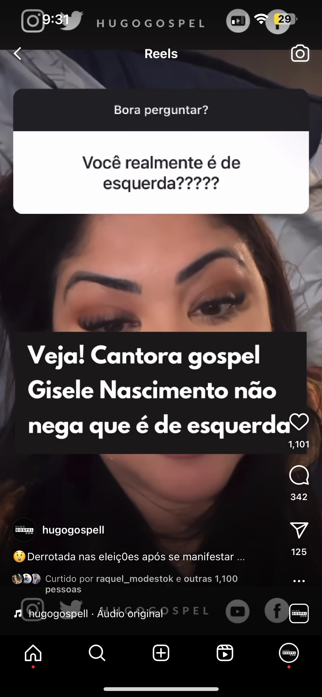 Print de tela do Instagram sobre Gisele Nascimento 