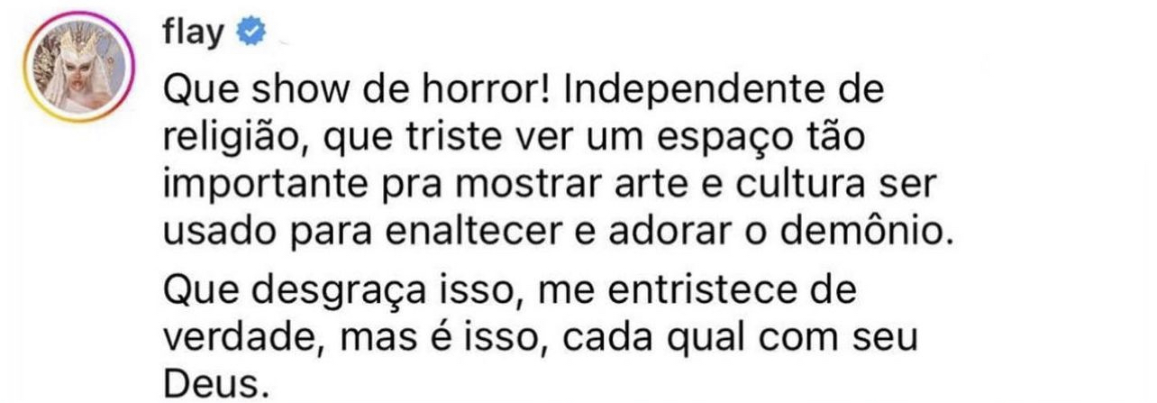 Comentário de @Flay no Instagram 