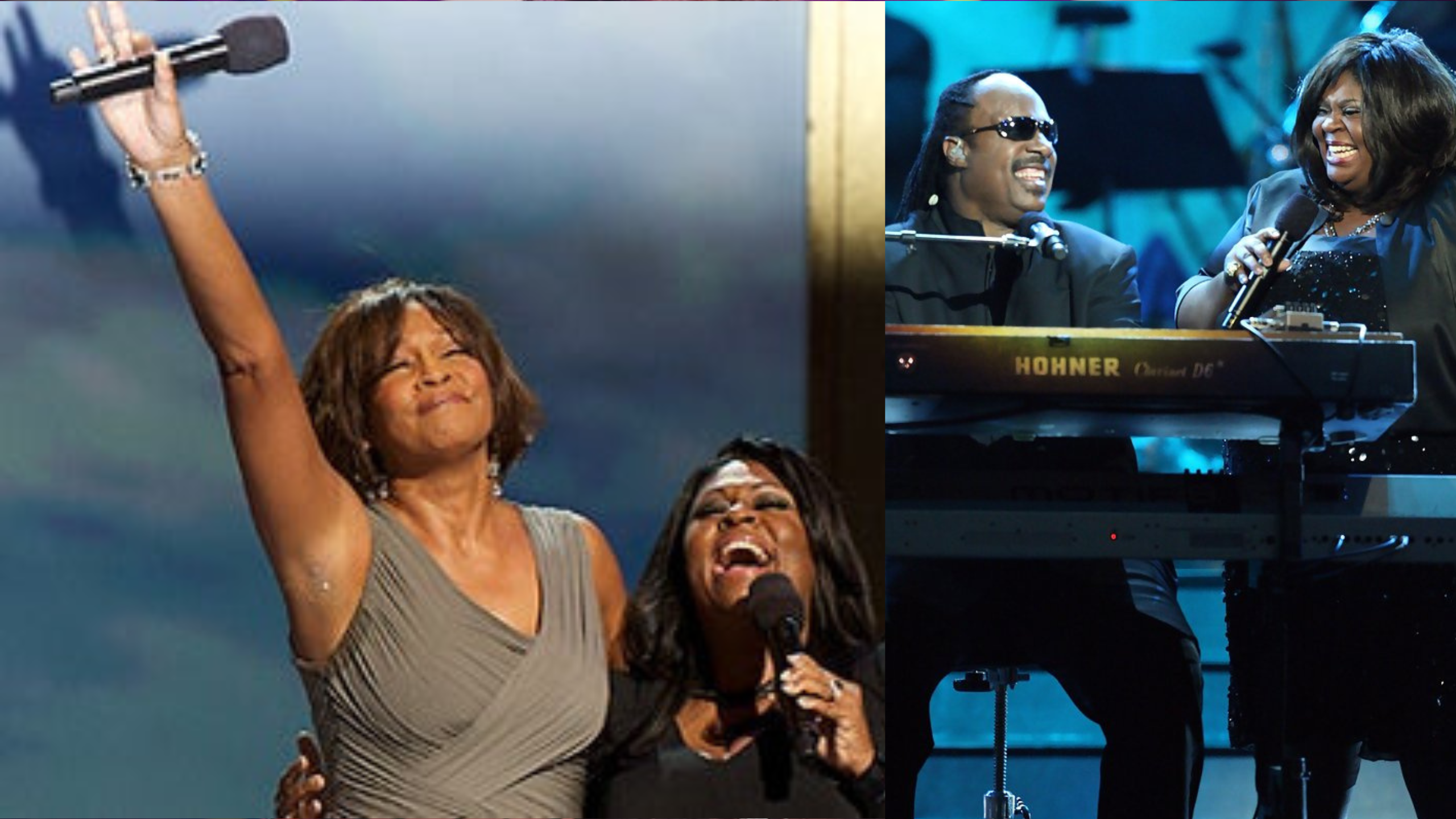 Imagem reprodução - Whitney Houston / Kim Burrell / Stevie Wonder / Kim Burrell