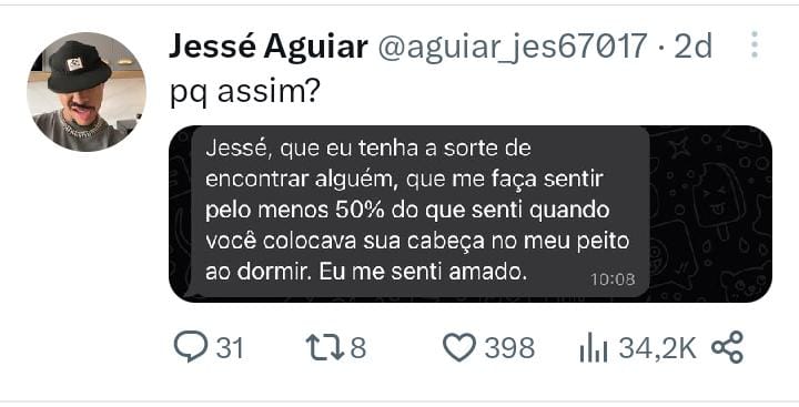 Imagem reprodução Rede Social-Twitter-Jessé Aguiar 