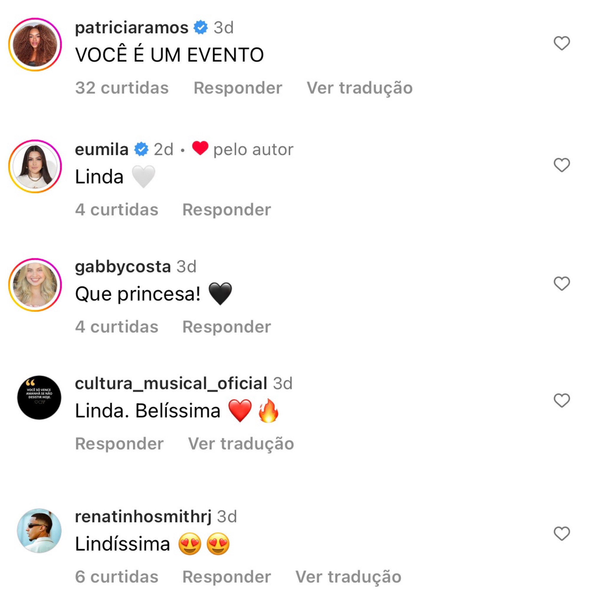 Comentários na publicação da cantora Sarah Beatriz ( Imagem/ Reprodução Instagram). 