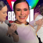 Jornalista do SBT Nadja Haddad se emociona Ao Vivo em evento gospel. Imagem: Reprodução Redes Sociais | Edição: Hugo Gospel.