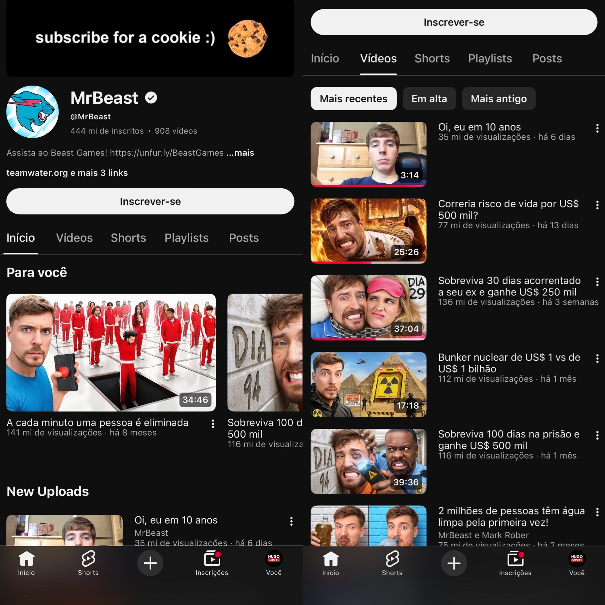 Canal MrBeast (Imagem/ Reprodução/ YouTube)