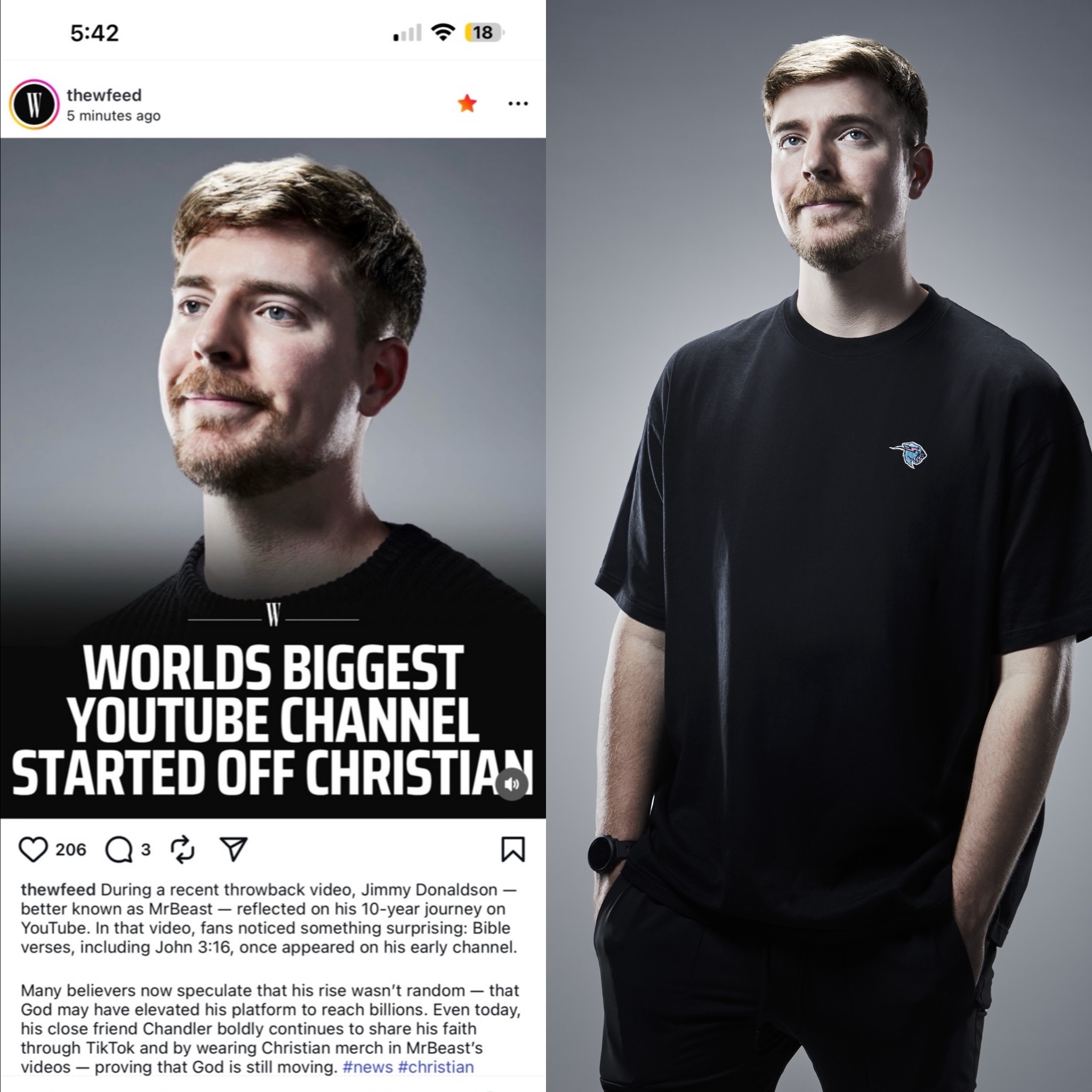 MrBeast ( Imagem / Reprodução/ Instagram TheWFeed/ Internet)