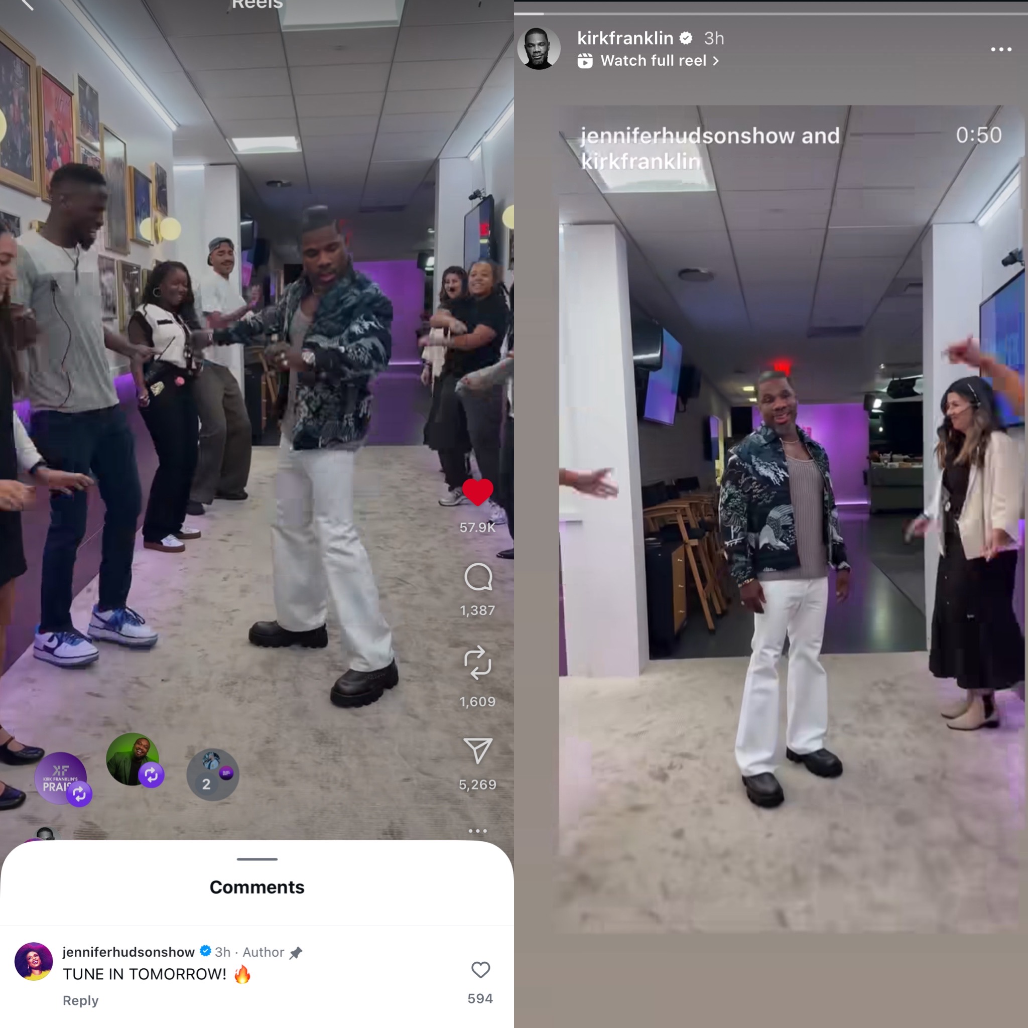 Kirk Franklin no The Jennifer Hudson Show (Imagem/ Reprodução/ Instagram) 