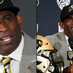 Deion Sanders, técnico do Colorado Buffaloes, fala em coletiva de imprensa após vitória do time no futebol americano universitário.