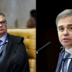 Ministros Flávio Dino e André Mendonça, do Supremo Tribunal Federal, em sessões no plenário da Corte