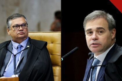Ministros Flávio Dino e André Mendonça, do Supremo Tribunal Federal, em sessões no plenário da Corte