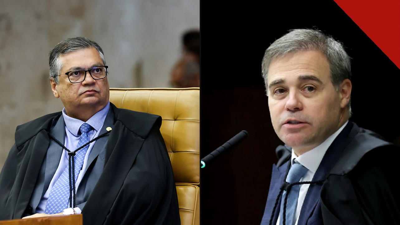 Ministros Flávio Dino e André Mendonça, do Supremo Tribunal Federal, em sessões no plenário da Corte