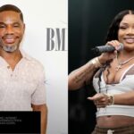 Kirk Franklin sorri ao lado de GloRilla, que segura o microfone no palco, em fotos de divulgação dos artistas