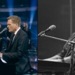 Michael W. Smith ao piano durante momento de louvor.