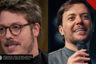 Fábio Porchat e o pastor André Valadão em montagem sobre a série derrubada pela Meta no Instagram