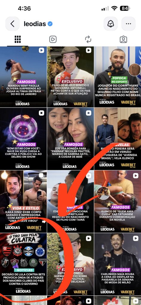 Print do feed do Instagram de Léo Dias com a marca de casa de apostas em destaque.