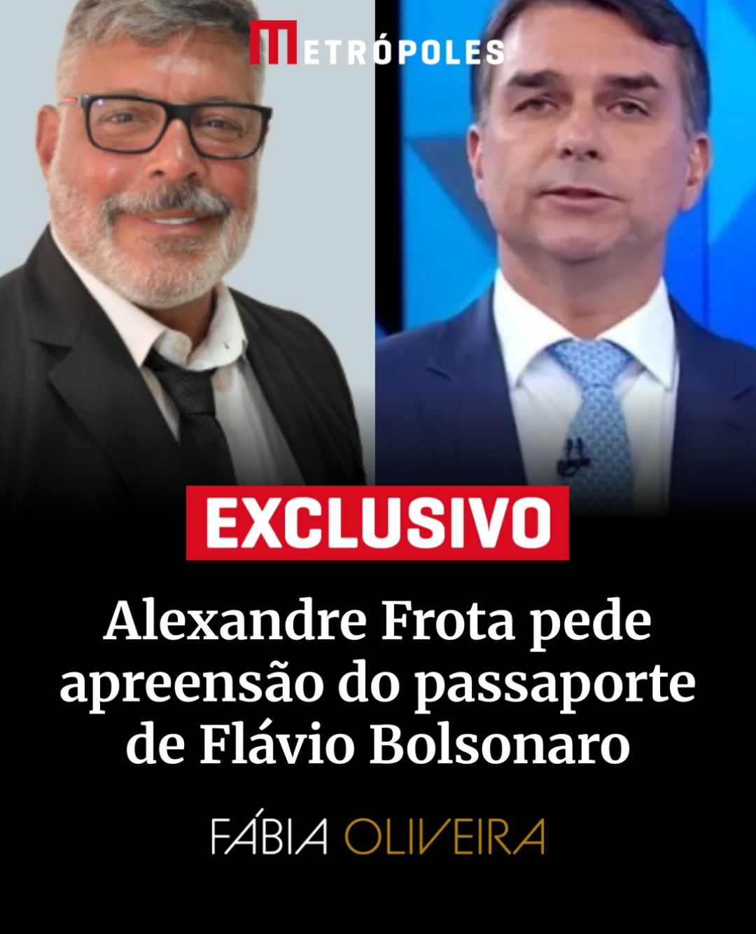 Card completo da coluna de Fábia Oliveira com a manchete sobre o pedido de Alexandre Frota