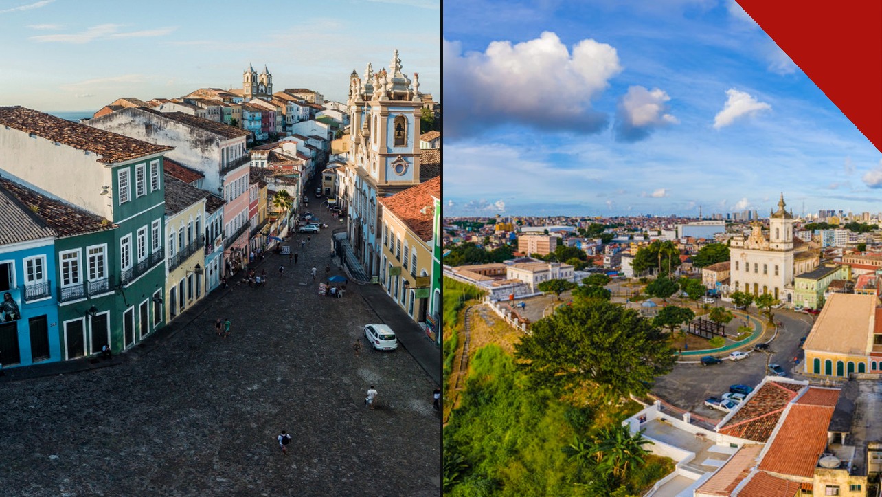 Pelourinho e vista aérea de Salvador, Bahia | Reprodução | Internet