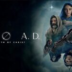 Pôster em que o filme Zero D.C. narra nascimento de Cristo: Maria, José e Herodes em composição dramática sob a estrela de Belém