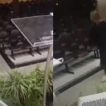 Mulher invade igreja armada em Governador Valadares: frames de câmera de segurança mostram a mulher dentro do templo