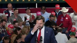 Vance lidera o Pai Nosso em comício em Nebraska: o vice-presidente JD Vance ao microfone, diante da multidão, durante o ato em North Platte