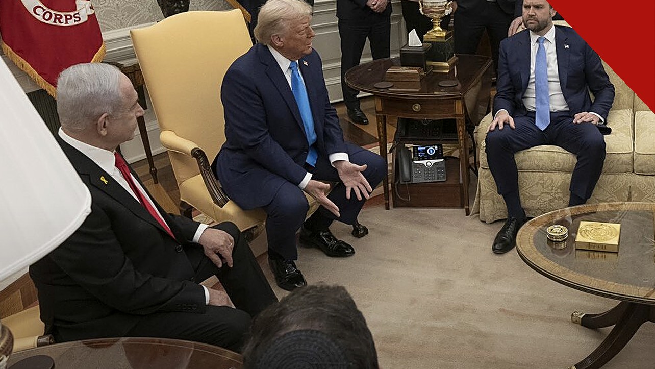 Netanyahu sinaliza operação na Cisjordânia: o primeiro-ministro Benjamin Netanyahu com o presidente Donald Trump no Salão Oval da Casa Branca
