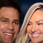 Tom Brady e Candice Swanepoel namoram: montagem com Tom Brady e Candice Swanepoel sorrindo em eventos