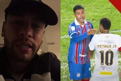 Neymar é expulso contra o Bahia: Neymar discute com Rodrigo Nestor na Vila Belmiro e fala em vídeo após a expulsão