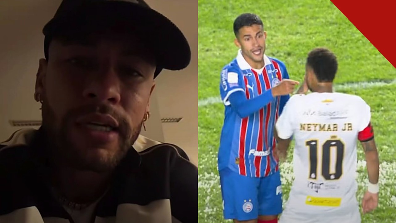 Neymar é expulso contra o Bahia: Neymar discute com Rodrigo Nestor na Vila Belmiro e fala em vídeo após a expulsão