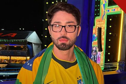 Rico Melquiades anuncia saída do Brasil: o influenciador Rico Melquiades com camisa do Brasil em evento