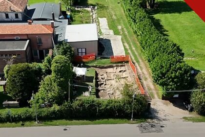 igreja cristã primitiva é identificada na Itália em vista aérea da área de escavação arqueológica de Altino