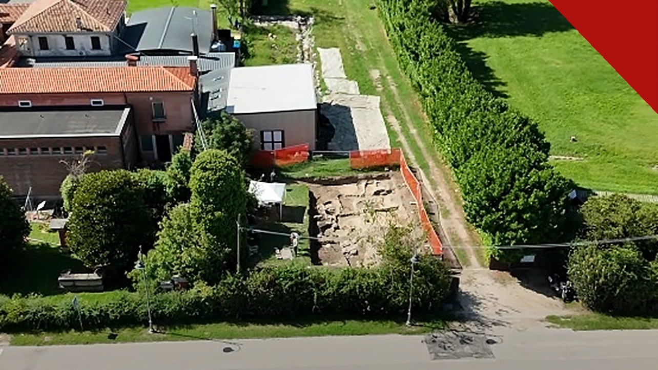 igreja cristã primitiva é identificada na Itália em vista aérea da área de escavação arqueológica de Altino