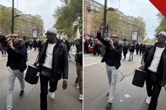 evangelistas anunciam Jesus em protestos em Paris em foto dos pregadores do Presence Revival nas ruas da capital