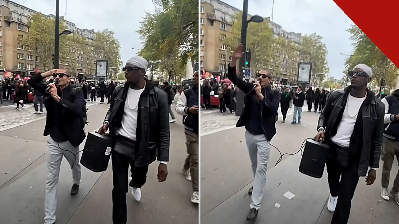 evangelistas anunciam Jesus em protestos em Paris em foto dos pregadores do Presence Revival nas ruas da capital