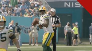 Malik Willis fala da fé em Jesus após a vitória dos Dolphins, e a imagem mostra o quarterback Malik Willis com a bola em jogo da NFL em 2024