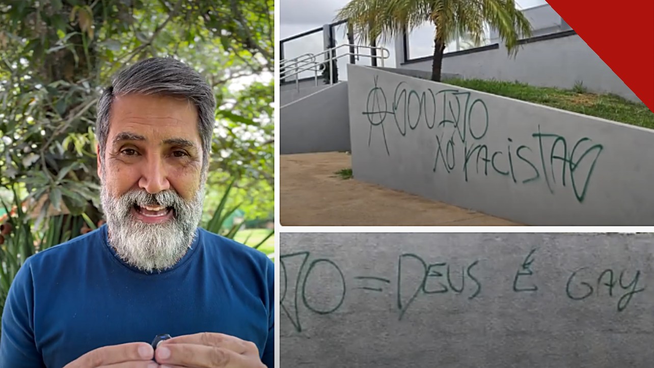 igreja em Brasília sofre ataque com pichações após eleições com frases ofensivas à fé cristã nas paredes, e a imagem mostra a fachada da congregação Núcleo da Fé Noroeste, na capital federal