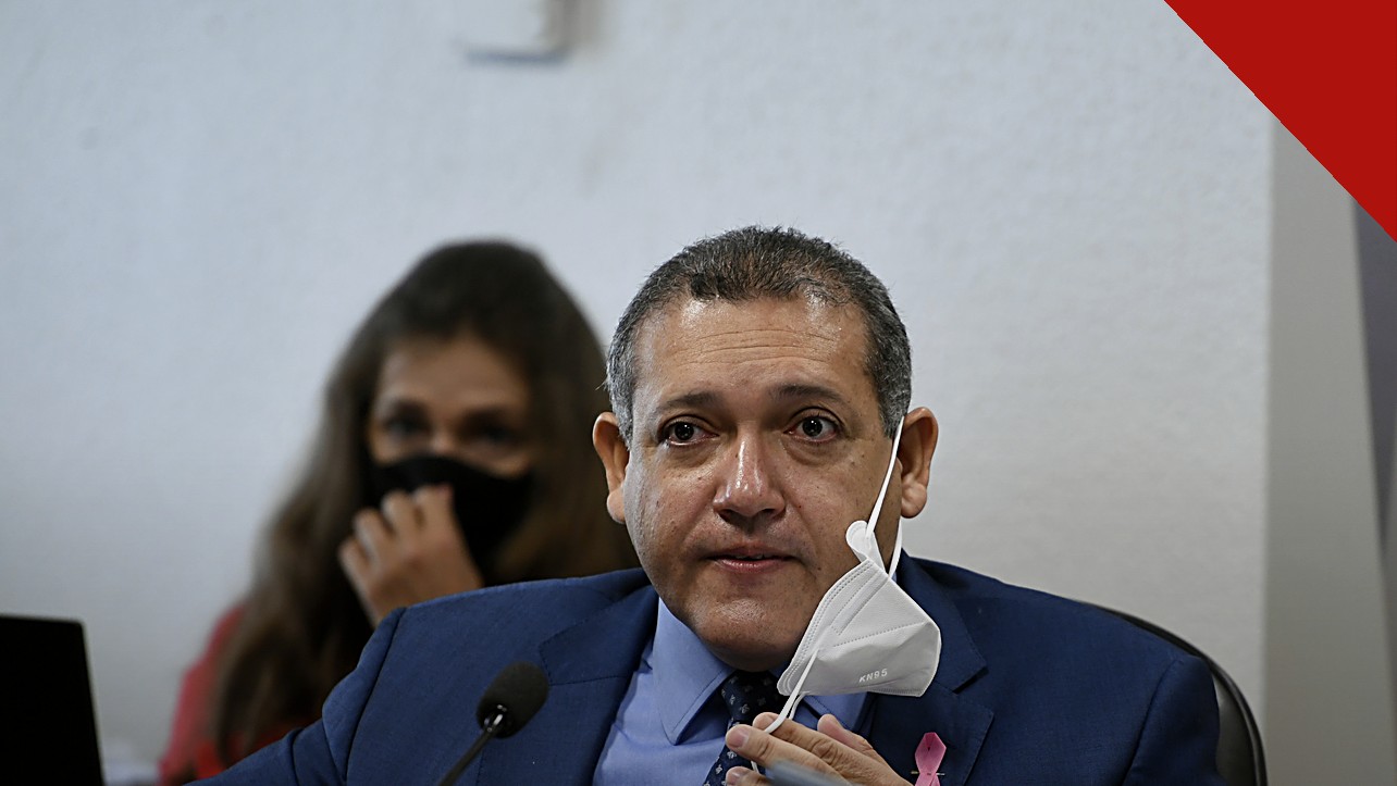 Nunes Marques diz que eleições transcorreram com normalidade, e a imagem mostra o ministro Kassio Nunes Marques, presidente do TSE, durante sabatina no Senado, em foto de arquivo