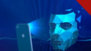 Anatel exigirá reconhecimento facial em linhas de celular, e a imagem mostra uma ilustração de reconhecimento facial sendo feito por um smartphone, em imagem de arquivo