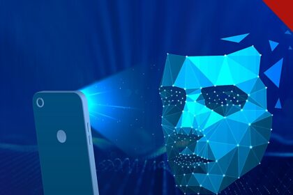 Anatel exigirá reconhecimento facial em linhas de celular, e a imagem mostra uma ilustração de reconhecimento facial sendo feito por um smartphone, em imagem de arquivo