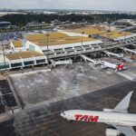 Operação Gatekeeper prende suspeitos em Manaus: vista aérea do Aeroporto Internacional Eduardo Gomes, em Manaus, com aeronaves no pátio, local investigado pela Polícia Federal
