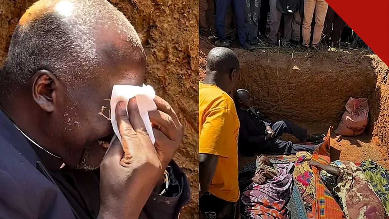 pastor chora ao sepultar fiéis na Nigéria: pastor Ezekiel Dachomo emocionado durante sepultamento coletivo no estado de Plateau