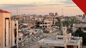 Plano de paz de Trump para Gaza: vista do território com casa destruída em bairro civil, em foto de Jaber Jehad Badwan, licença CC BY-SA 4.0