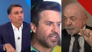 Pablo Marçal aceita desafio de Lula: montagem com Flávio Bolsonaro, Pablo Marçal e Lula