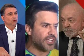 Pablo Marçal aceita desafio de Lula: montagem com Flávio Bolsonaro, Pablo Marçal e Lula
