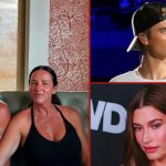 Carl Lentz expulso pelos Bieber: montagem com Carl Lentz e a esposa, Laura Lentz, à esquerda, Justin Bieber no alto e Hailey Bieber abaixo, os dois casais citados no livro Overcoming Infidelity