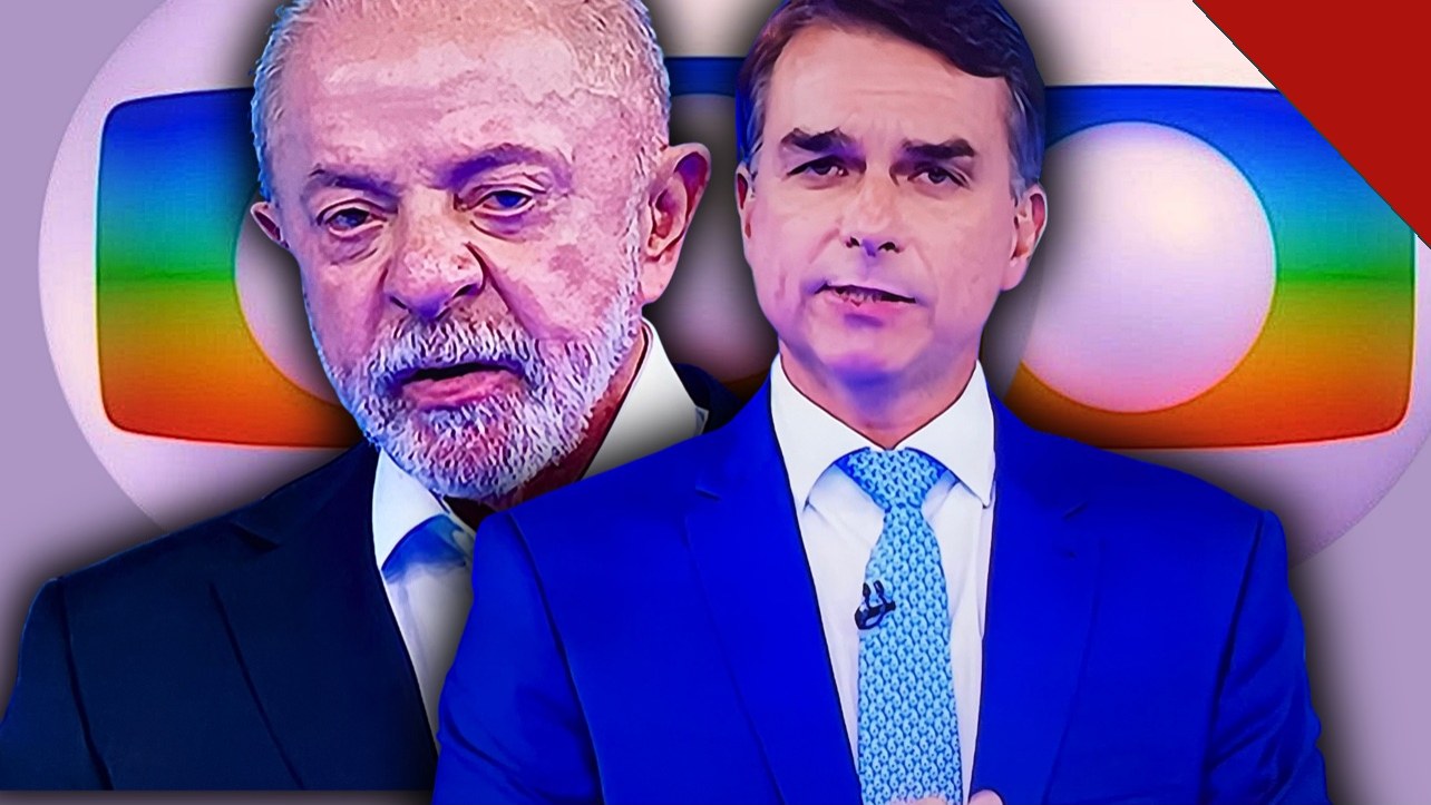 Lula e César Tralli na tela do debate da Globo segundo turno, acompanhado ao vivo pelo Hugo Gospel