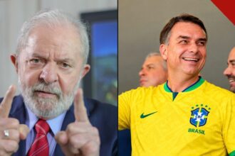 Debate da Globo segundo turno: Lula e Flávio Bolsonaro lado a lado