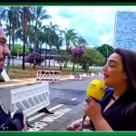 Jornalista abordada ao vivo no Congresso: Déborah Sena, da Auri Verde Brasil, discute com policial legislativo durante transmissão