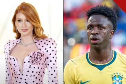 Vini Jr. e Marina Ruy Barbosa lado a lado em montagem; os dois passaram a se seguir no Instagram