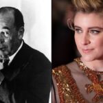 O escritor C.S. Lewis ao lado da cineasta Greta Gerwig, diretora do novo filme de Nárnia da Netflix e alvo da petição contra Greta Gerwig criada por fãs cristãos