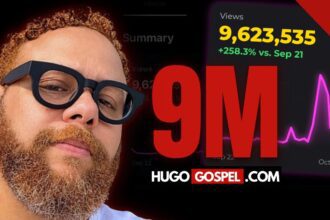Hugo Gospel ultrapassa 9 milhões de visualizações em 30 dias, arte com os números de audiência do portal