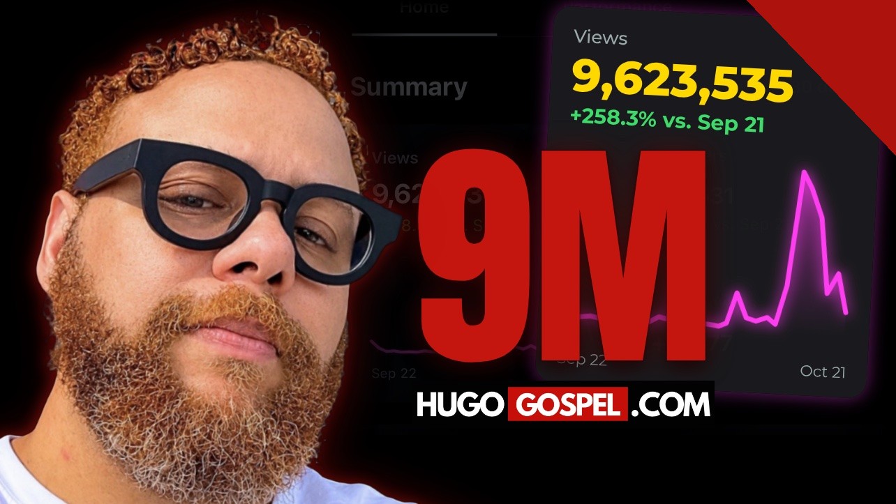 Hugo Gospel ultrapassa 9 milhões de visualizações em 30 dias, arte com os números de audiência do portal