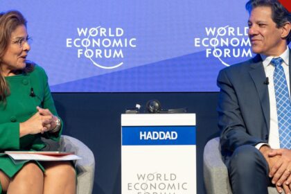 Haddad defendeu boicote a empresas: Fernando Haddad em painel do Fórum Econômico Mundial em Davos, em 2023